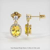 2.59 Ct.Tw. Yellow Sapphire Earrings, 14K Yellow Gold 2