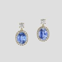 <span>4.10</span> <span class="tooltip-light">Ct.Tw.<span class="tooltiptext">Total Carat Weight</span></span> Blue Sapphire Earrings, 14K Yellow Gold 1