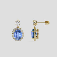 <span>4.10</span> <span class="tooltip-light">Ct.Tw.<span class="tooltiptext">Total Carat Weight</span></span> Blue Sapphire Earrings, 14K Yellow Gold 2