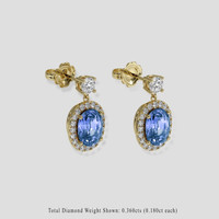 <span>4.10</span> <span class="tooltip-light">Ct.Tw.<span class="tooltiptext">Total Carat Weight</span></span> Blue Sapphire Earrings, 14K Yellow Gold 3