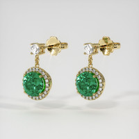 <span>1.42</span>&nbsp;<span class="tooltip-light">Ct.Tw.<span class="tooltiptext">Total Carat Weight</span></span> Emerald Earrings, 18K Yellow Gold 3