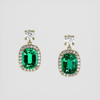 <span>2.46</span>&nbsp;<span class="tooltip-light">Ct.Tw.<span class="tooltiptext">Total Carat Weight</span></span> Emerald Earrings, 18K Yellow Gold 1