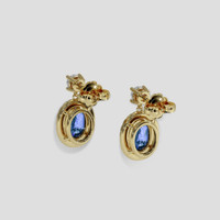 <span>4.10</span>&nbsp;<span class="tooltip-light">Ct.Tw.<span class="tooltiptext">Total Carat Weight</span></span> Blue Sapphire Earrings, 18K Yellow Gold 4