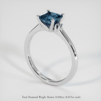 1.25 Ct. Greenish Blue Sapphire Ring, Platinum 950 2