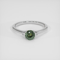 0.99 Ct. Green Sapphire Ring, 14K White Gold 1