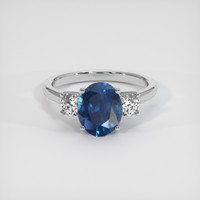 2.09 Ct. Greenish Blue Sapphire Ring, 14K White Gold 1