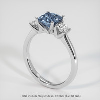 1.56 Ct. Blue Sapphire Ring, 14K White Gold 2