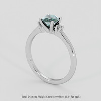0.88 Ct. Bluish Green Sapphire Ring, 14K White Gold 2
