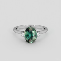 2.22 Ct. Bluish Green Sapphire Ring, 14K White Gold 1