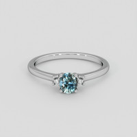 0.46 Ct. Greenish Blue Sapphire Ring, 14K White Gold 1