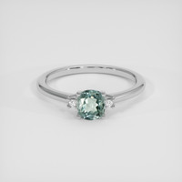 0.70 Ct. Bluish Green Sapphire Ring, 14K White Gold 1