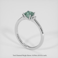 0.70 Ct. Bluish Green Sapphire Ring, 14K White Gold 2