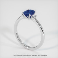 0.86 Ct. Blue Sapphire Ring, 18K White Gold 2