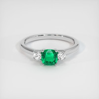 0.57 Ct. Emerald Ring, 18K White Gold 1