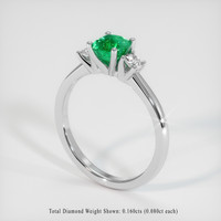 0.57 Ct. Emerald Ring, 18K White Gold 2