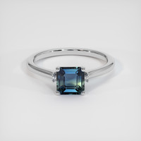 1.25 Ct. Greenish Blue Sapphire Ring, 18K White Gold 1