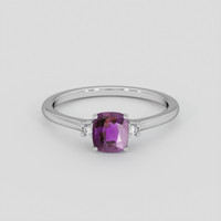 1.00 Ct. Purple Sapphire Ring, 18K White Gold 1