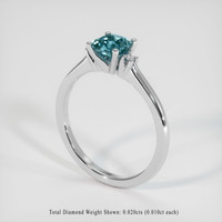 0.85 Ct. Sapphire Ring, 18K White Gold 2