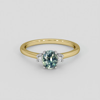 0.57 Ct. Bluish Green Sapphire Ring, 14K White & Yellow 1