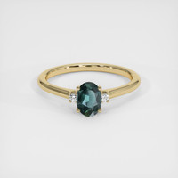 1.07 Ct. Bluish Green Sapphire Ring, 10K Yellow Gold 1