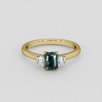 1.09 Ct. Bluish Green Sapphire Ring, 10K Yellow Gold 1