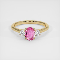 0.80 Ct. Pink Sapphire Ring, 14K Yellow Gold 1