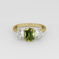 1.90 Ct. Yellowish Green Sapphire Ring, 14K Yellow Gold 1
