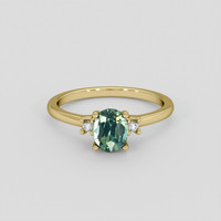 1.20 Ct. Bluish Green Sapphire Ring, 14K Yellow Gold 1