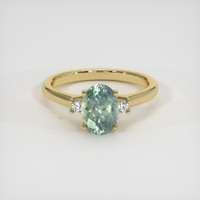 1.42 Ct. Bluish Green Sapphire Ring, 14K Yellow Gold 1