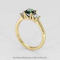 0.87 Ct. Bluish Green Sapphire Ring, 14K Yellow Gold 2