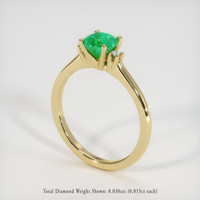 0.66 Ct. Emerald Ring, 18K Yellow Gold 2