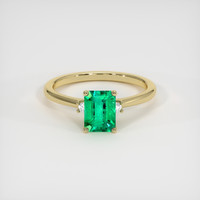1.00 Ct. Emerald Ring, 18K Yellow Gold 1