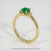 0.52 Ct. Emerald Ring, 18K Yellow Gold 2