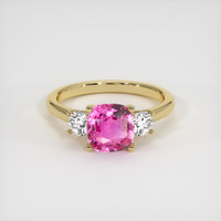 1.67 Ct. Pink Sapphire Ring, 18K Yellow Gold 1