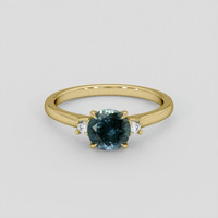 1.07 Ct. Bluish Green Sapphire Ring, 18K Yellow Gold 1