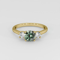 0.87 Ct. Bluish Green Sapphire Ring, 18K Yellow Gold 1