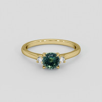 1.09 Ct. Greenish Blue Sapphire Ring, 18K Yellow Gold 1