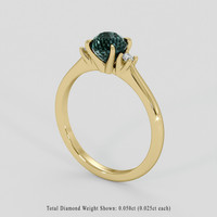 1.09 Ct. Greenish Blue Sapphire Ring, 18K Yellow Gold 2