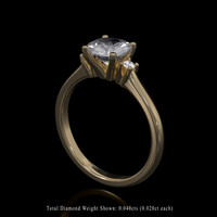 0.84 Ct. White Sapphire Ring, 18K Yellow Gold 2