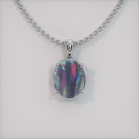 0.85 Ct. Multi Color Opal Pendant, 18K White Gold 1