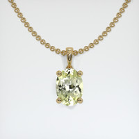 1.08 Ct. Yellowish Green Sapphire Pendant, 14K Yellow Gold 1