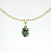 0.39 Ct. Green Sapphire Pendant, 14K Yellow Gold 1