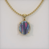 0.85 Ct. Multi Color Opal Pendant, 18K Yellow Gold 1