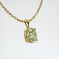 1.08 Ct. Yellowish Green Sapphire Pendant, 18K Yellow Gold 2
