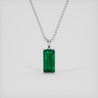 3.91 Ct. Emerald Pendant, Silver 1