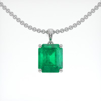 2.93 Ct. Emerald Pendant, 18K White Gold 1