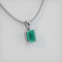 1.10 Ct. Emerald Pendant, 18K White Gold 2