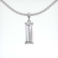 1.71 Ct. White Sapphire Pendant, 18K White Gold 1