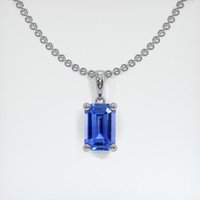 0.55 Ct. Sapphire Pendant, 18K White Gold 1