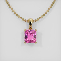 1.23 Ct. Pink Sapphire Pendant, 18K Yellow Gold 1